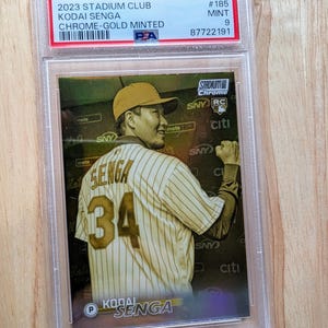 Kodai Senga NY Mets Topps Stadium Club Chrome Gold Mint Rookie Card, 9 Mint beoordeeld door PSA