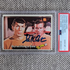 Carta da collezione Topps Star Trek del 1976 firmata da William Shatner, Capitano Kirk, certificata autentica da PSA. Autografata, grado 10, Gem, perfetta e rara!