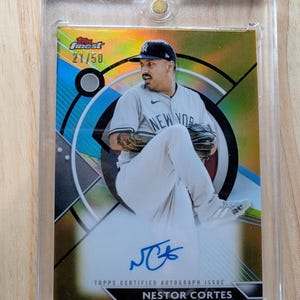 Topps Finest Autographed Nasty Nestor Cortes NY Yankees baseball card numbered /50