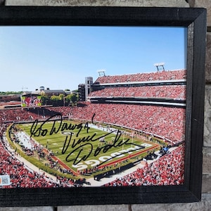 Autographed Vince Dooley University of Georgia Bulldogs 8x10 inch framed photo with certificate of authenticity from JSA Rare !