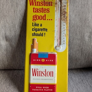 Vintage 1960s Winston cigarettes advertising sign thermometer.