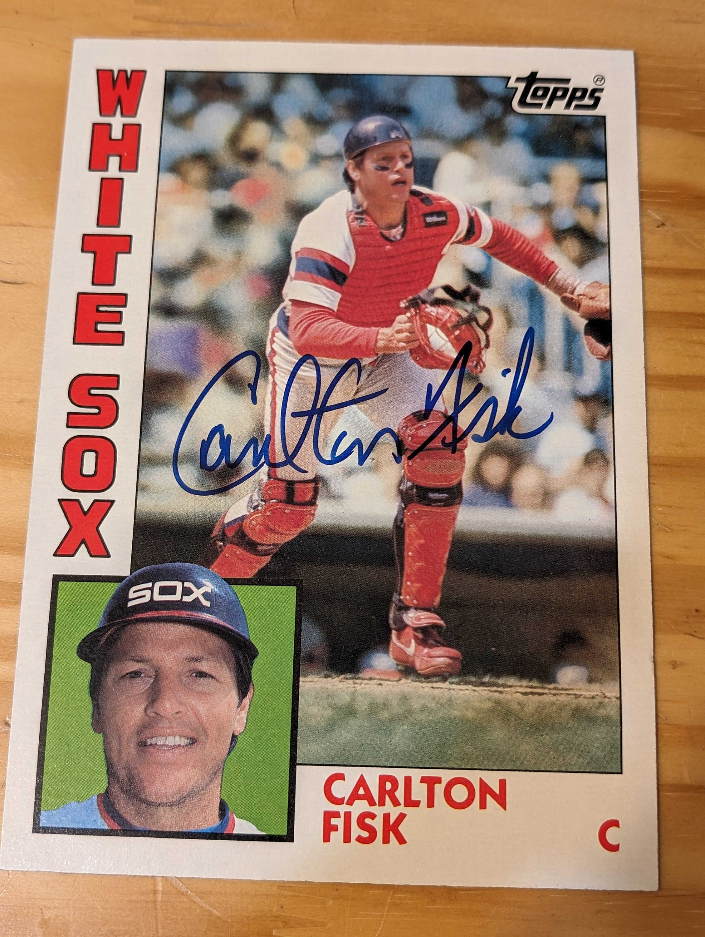 Vintage 1984 Topps Carlton Fisk Chicago White Sox Autographed