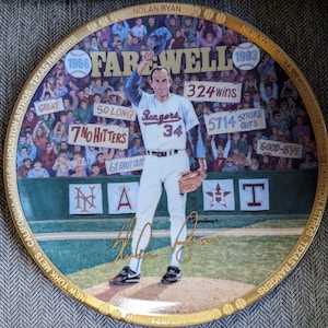 Nolan Ryan Farewell Nolan Ryan Texas Rangers Sports impressions collectors plate 10 inch diameter in original box never displayed