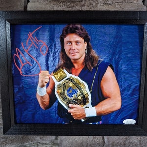 Autographed WWF WWE Marty Jannetty 8x10 inch framed photo with certificate of authenticity from JSA