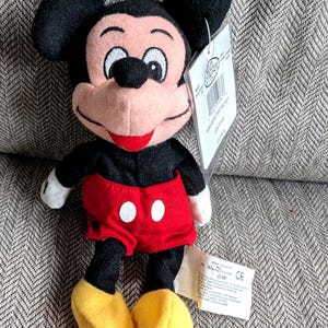 Vintage Retired Disney Store Mickey Mouse Bean Bag Plush 8 inch With Original Tags