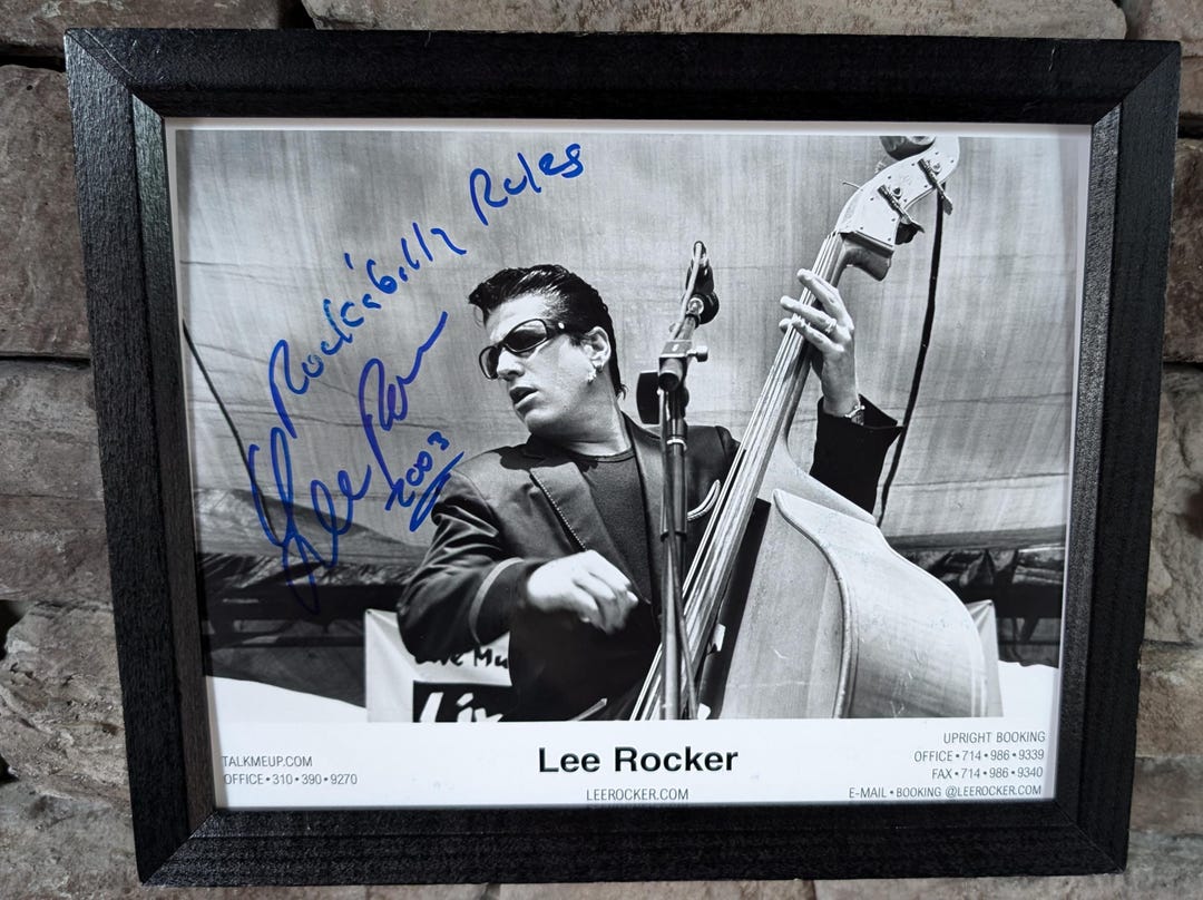 Lee Rocker Sticker Autographed Lee Rocker the Stray Cats 8x10 Inch Framed Photo With ...