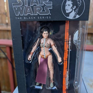 Vintage Star Wars The Black Series Princess Leia Slave Outfit 6 Inch action figure In original box. Hasbro Toys
