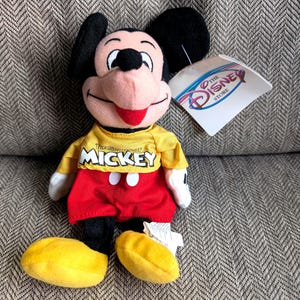 Vintage Retired Disney Store Mickey Mouse Bean Bag Plush 8 inch With Original Tags