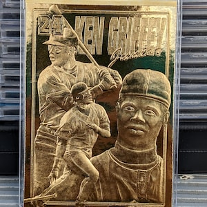 Ken Griffey Jr. 1996 Bleachers Baseballs Greatest Champions carta oro 23k con certificato di autenticità.