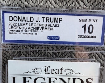 Donald Trump Leaf Legends Trading Card. Graded 10 Gen Mint by CCG