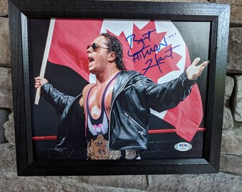 Autographed Bret Hart 8x10 inch framed photo with certificate of authenticity from PSA