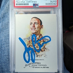 Cartão colecionável Topps Allen & Ginters, campeão de comer cachorro-quente de Joey Chestnut Nathan, autografado e certificado como autêntico e selado pela PSA