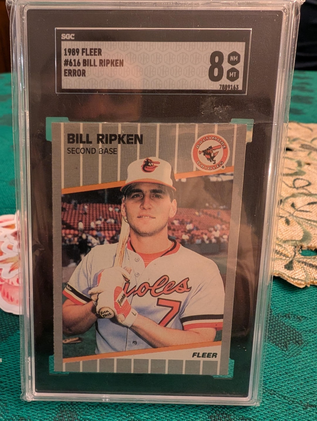1989 Fleer #616 Billy Ripken FF Error Card SGC Grade 8 NM Mt