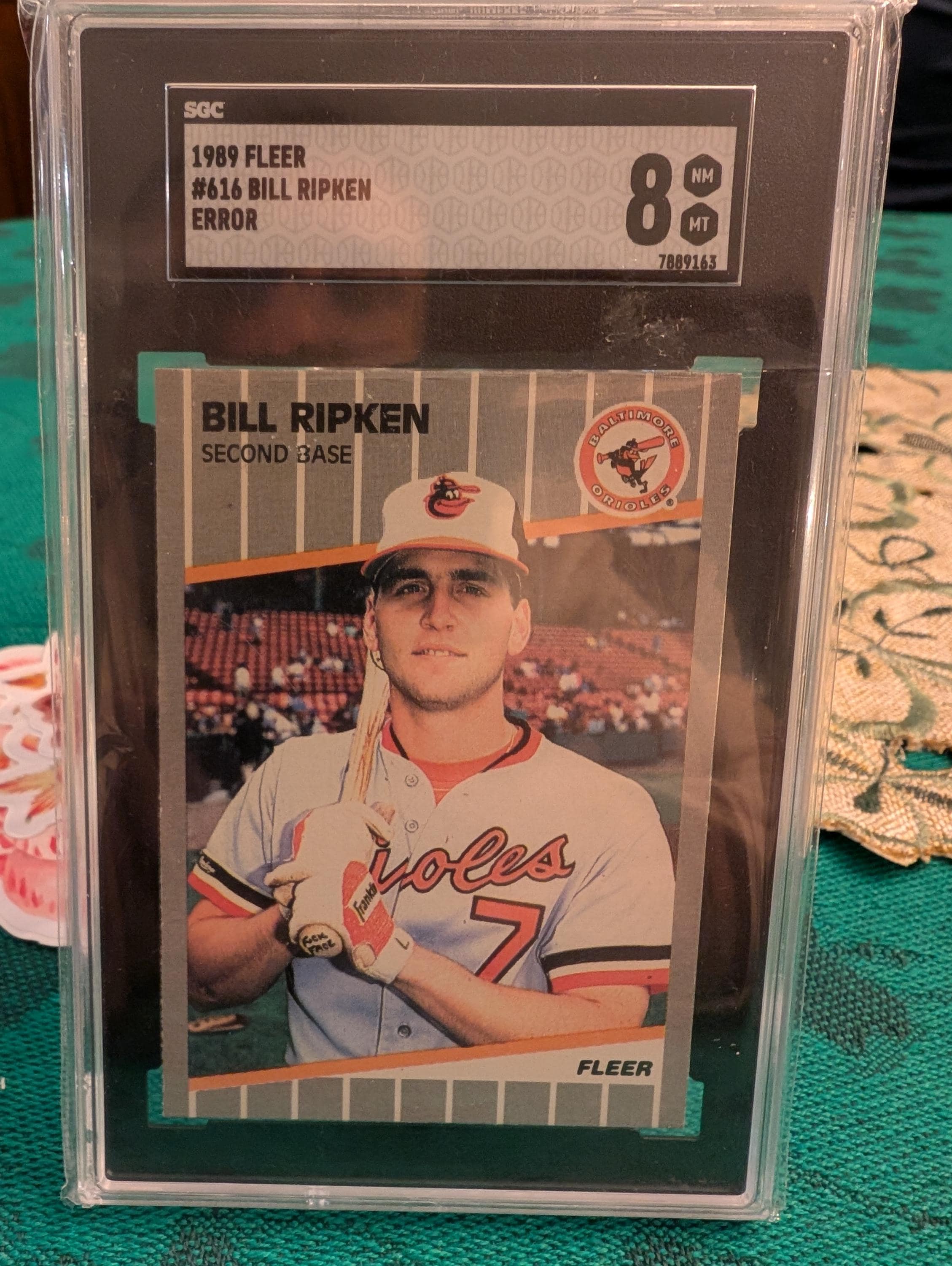 1989 Fleer #616 Billy Ripken FF Error Card SGC Grade 8 NM Mt