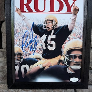 Autographed Rudy Ruettiger 8x10 inch framed photo with certificate of authenticity from JSA