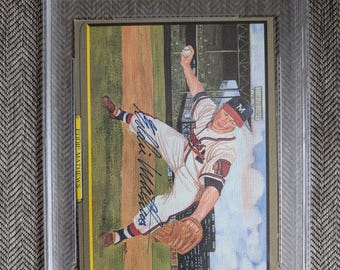 Autographed Eddie Mathews Milwaukee Braves Perez Steele Great