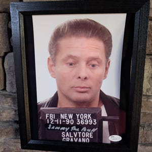 Autographed Sammy The Bull Gravano 8x10 inch framed photo with certificate of authenticity from JSA