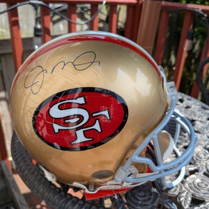 Capacete de futebol americano tamanho real do San Francisco 49ers da Autograph Joe Montana com certificado de autenticidade da JSA