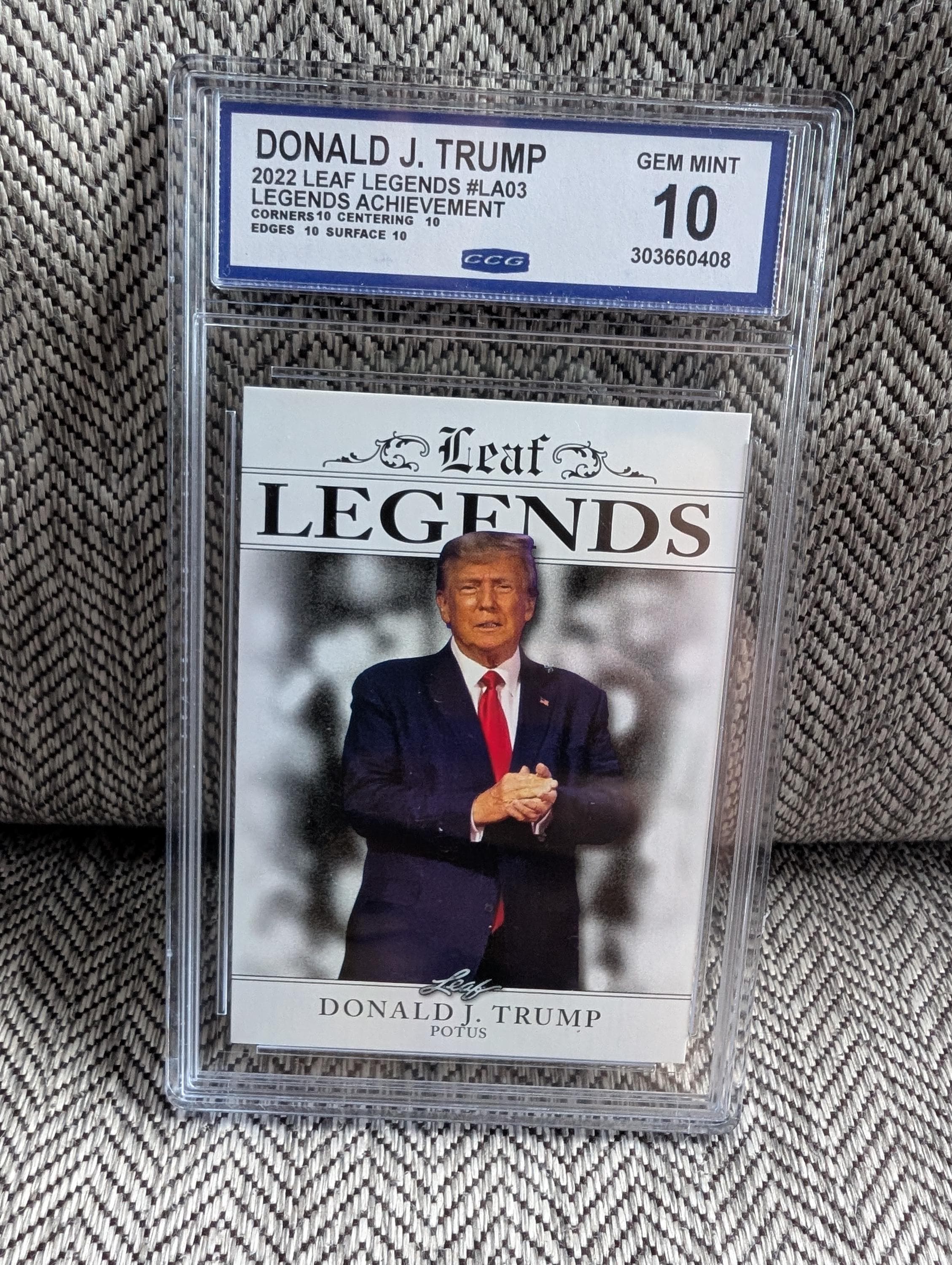 Donald Trump Leaf Legends Trading Card. Graded 10 Gen Mint by CCG