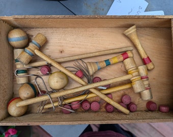 VINTAGE - ANCIEN Jeu De Croquet De Salon En Bois EUR 25,00 - PicClick FR