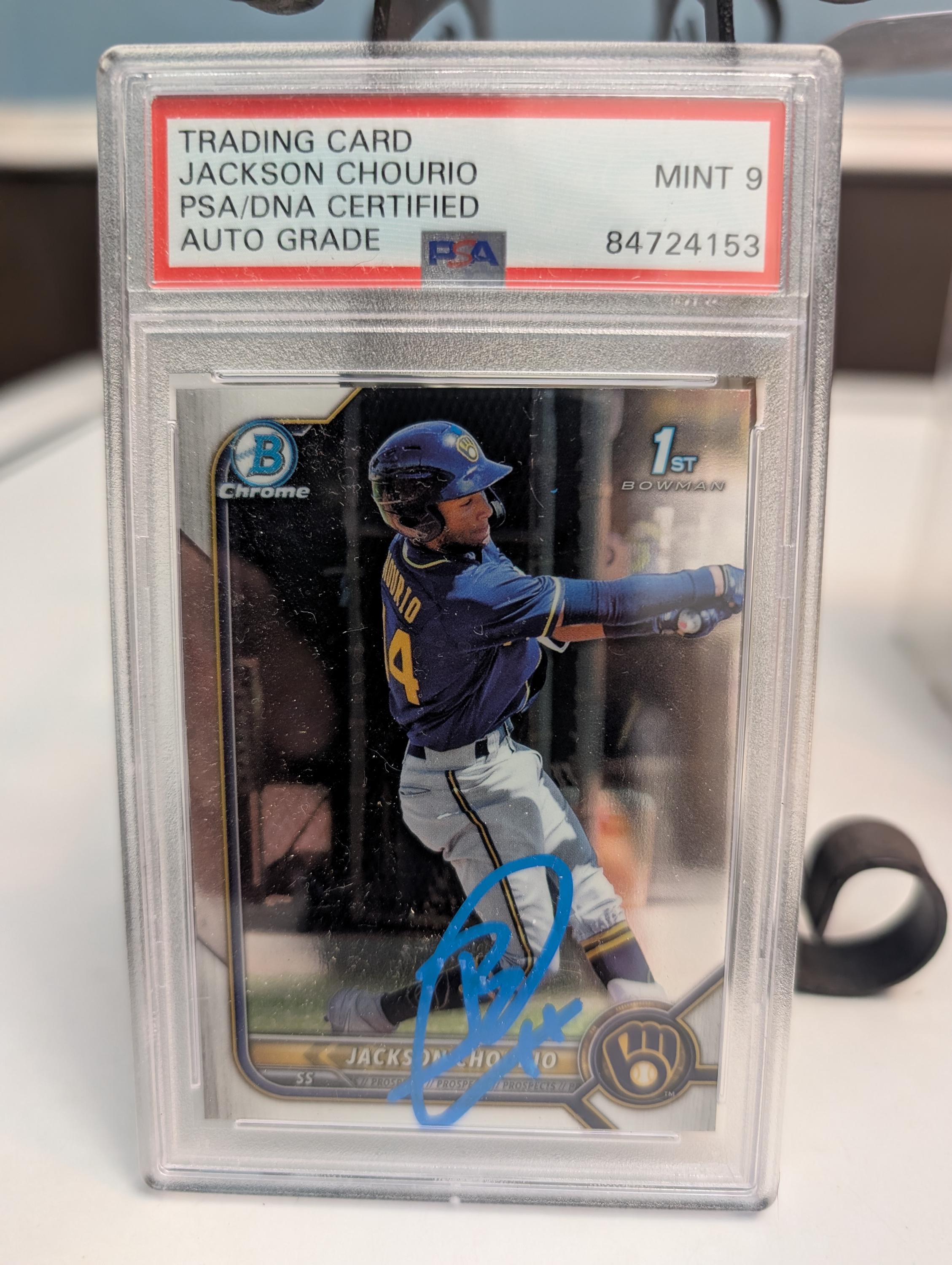 thumbnail image 2 of PSA 10 Jackson Chourio 2022 Bowman Paper Prospects Rookie Card – BP-79, GEM MINT 2 of 6