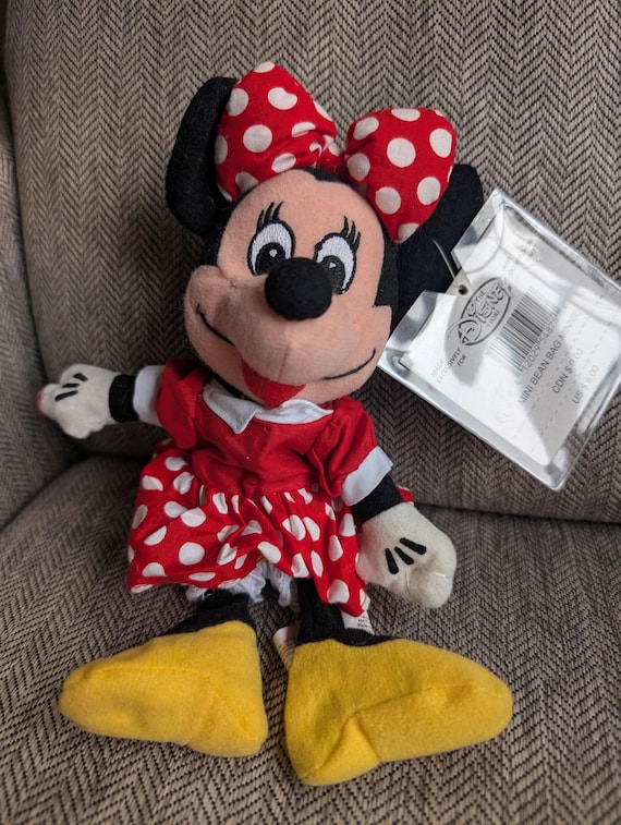 Vintage Retired Disney Store Minnie Mouse Bean Bag Plush inch With  Original Tags