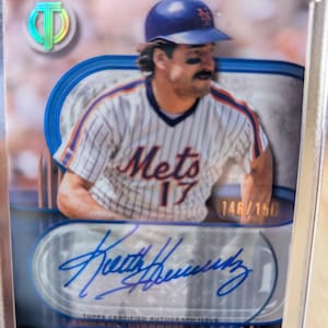 Tarjeta de béisbol autografiada de Keith Hernandez, NY Mets, Topps Tribute, numerada /150