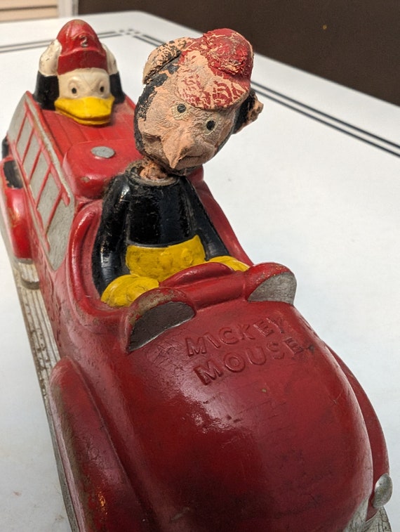 Vintage 1930s Mickey Mouse and Donald Duck Fire Engine by