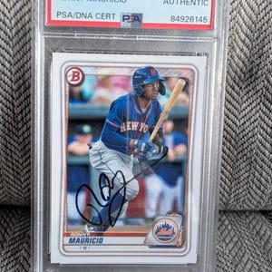 Gesigneerde Ronny Mauricio NY Mets Bowman 1e honkbalkaart met authentiek gecertificeerd door PSA