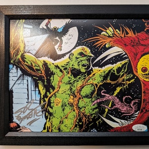Podpisany przez Stephena Bissete'a artysta komiksowy Swamp Thing Zdjęcie w ramie 8 x 10 cali z certyfikatem autentyczności od JSA