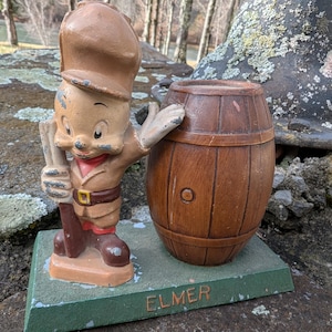 Vintage 50er Jahre Elmer Fudd Metall Spardose