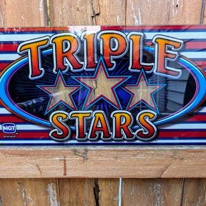 Vintage Slot Machine Glass Tripple Stars glass casino slot machine sign
