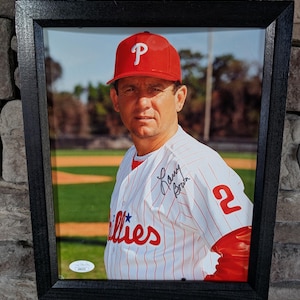 Autographed Larry Bowa Philadelphia Phillies 8x10 inch framed photo with certificate of authenticity from JSA