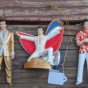 Vintage Elvis Presley Christmas ornaments group of 3