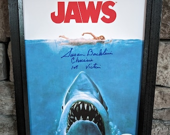 Handsignierte Susan Backlinie Jaws First Victim Chrissie JAWS 8 x 10 Zoll gerahmtes Foto mit COA von JSA