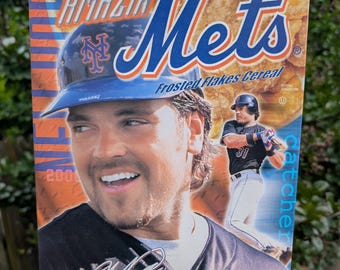 Vintage 1999 Amazin Mets mike Platz Frosted Flakes Müsli Box Full Box nie geöffnet.