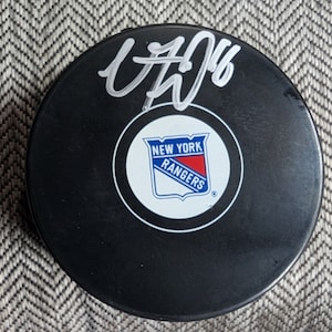 Autographed Vincent Trocheck NY Rangers official NHL Hockey Puck with certificate of authenticity from JSA