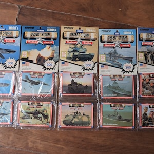 Five unopened packs of 1991 Troops Operation Desert storm Series 1 trading cards,