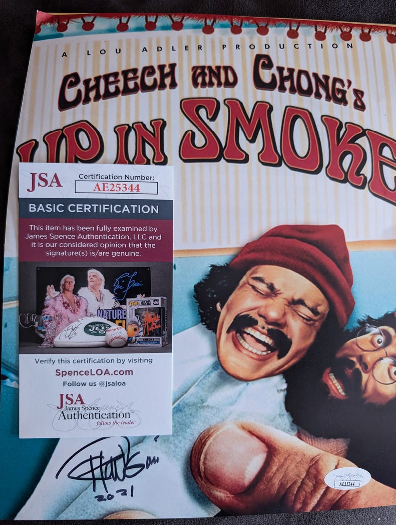 Cheech Smiling Autographed Tommy Chong Cheech and Chong 8x10 Inch Framed Photo With ...