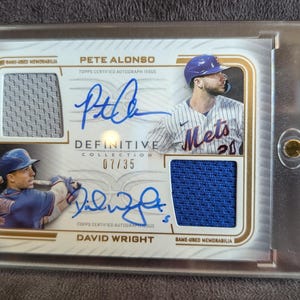Gesigneerde Pete Alonso en David Wright Topps Definitieve collectie Dual Auto Relic-honkbalkaart /35 zeldzaam! Slechts 35 gemaakt.