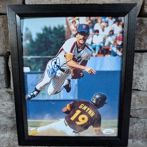 Autographed Wally Backman  N.Y. Mets 1986 World series champions 8x10 inch framed photo with certificate of authenticity from JSA
