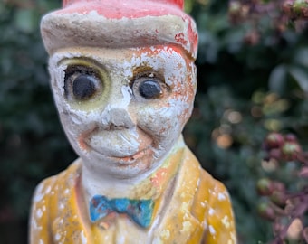 Vintage 1940s Chalkware Carnival Prize Creepy Man In A Top Hat And Tuxedo Large