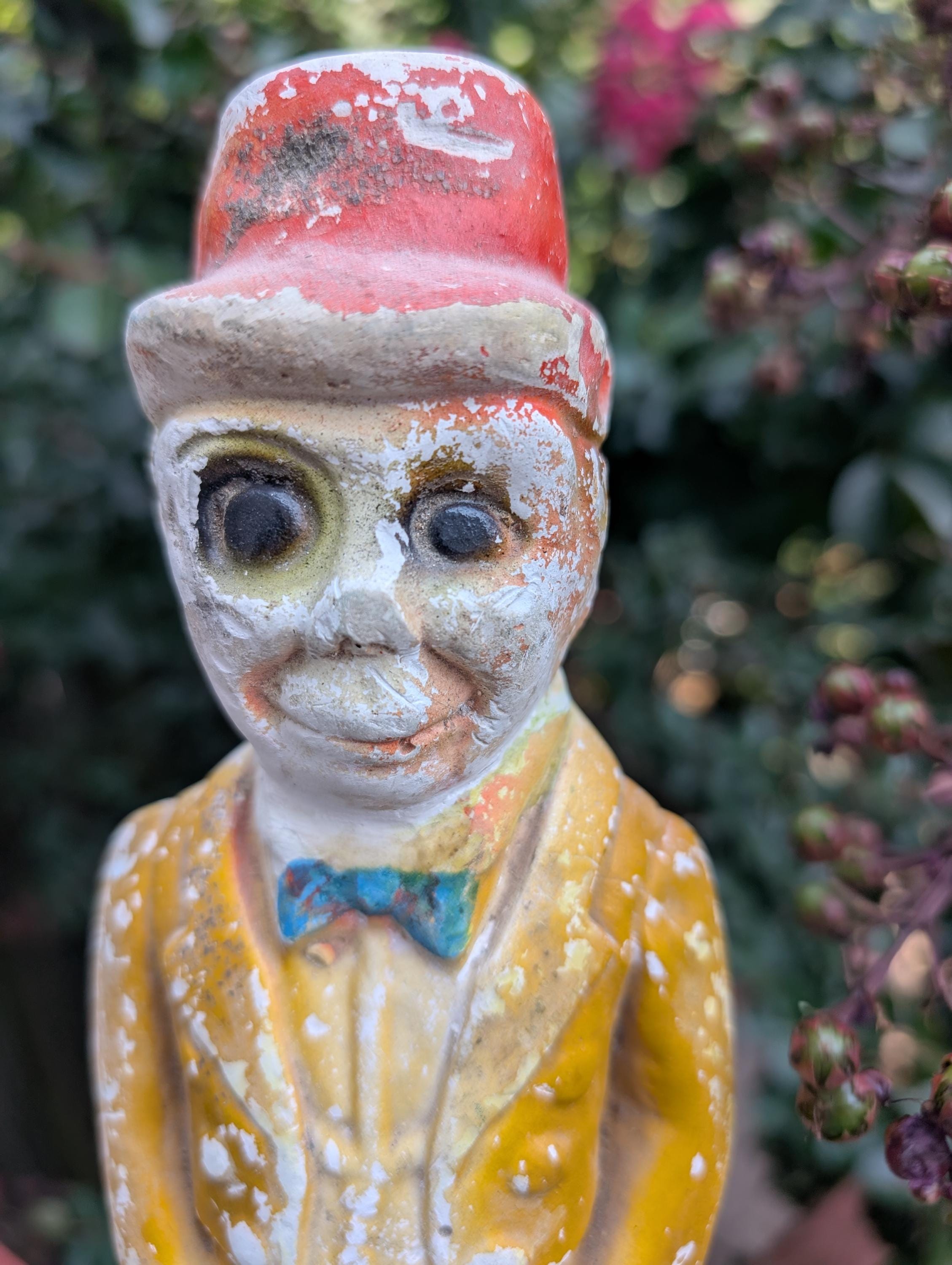 Vintage 1940s Chalkware Carnival Prize Creepy Man in A Top Hat and