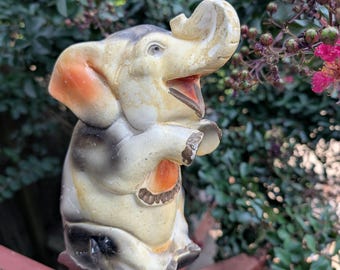 Vintage 1940s Chalkware Carnival Prize Elephant Large