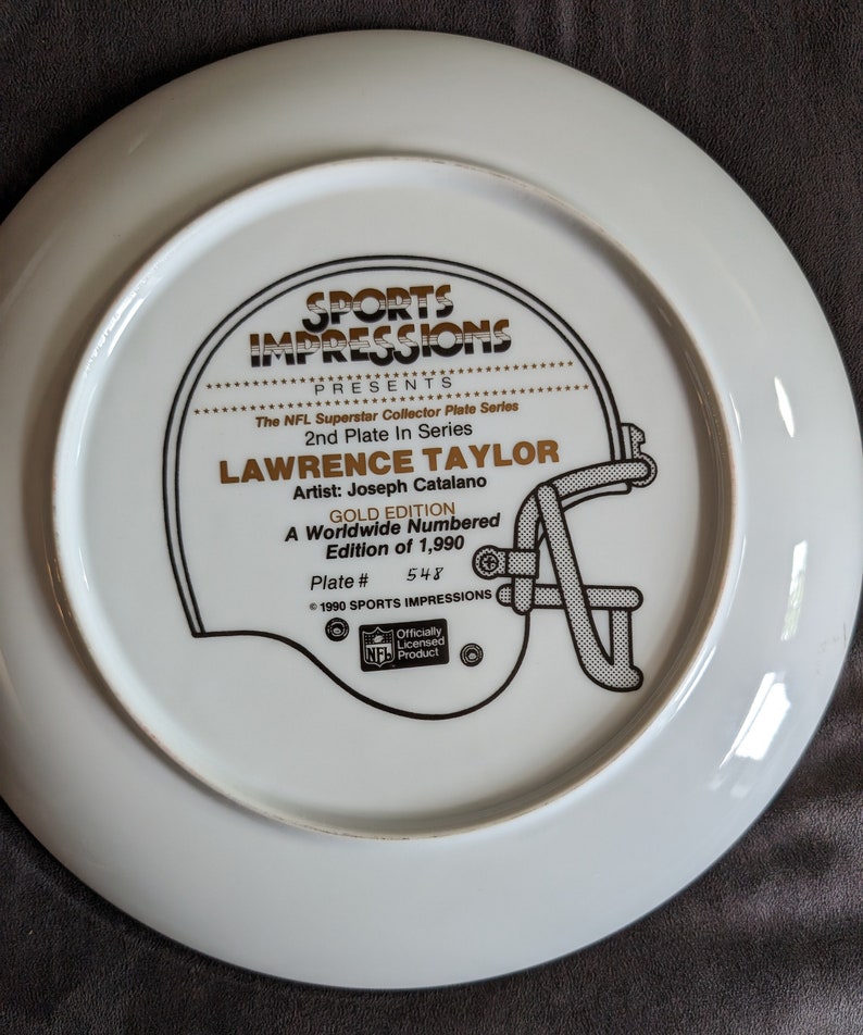 Lawrence Taylor LT New York Giants Sports Impressions Collectors Plate