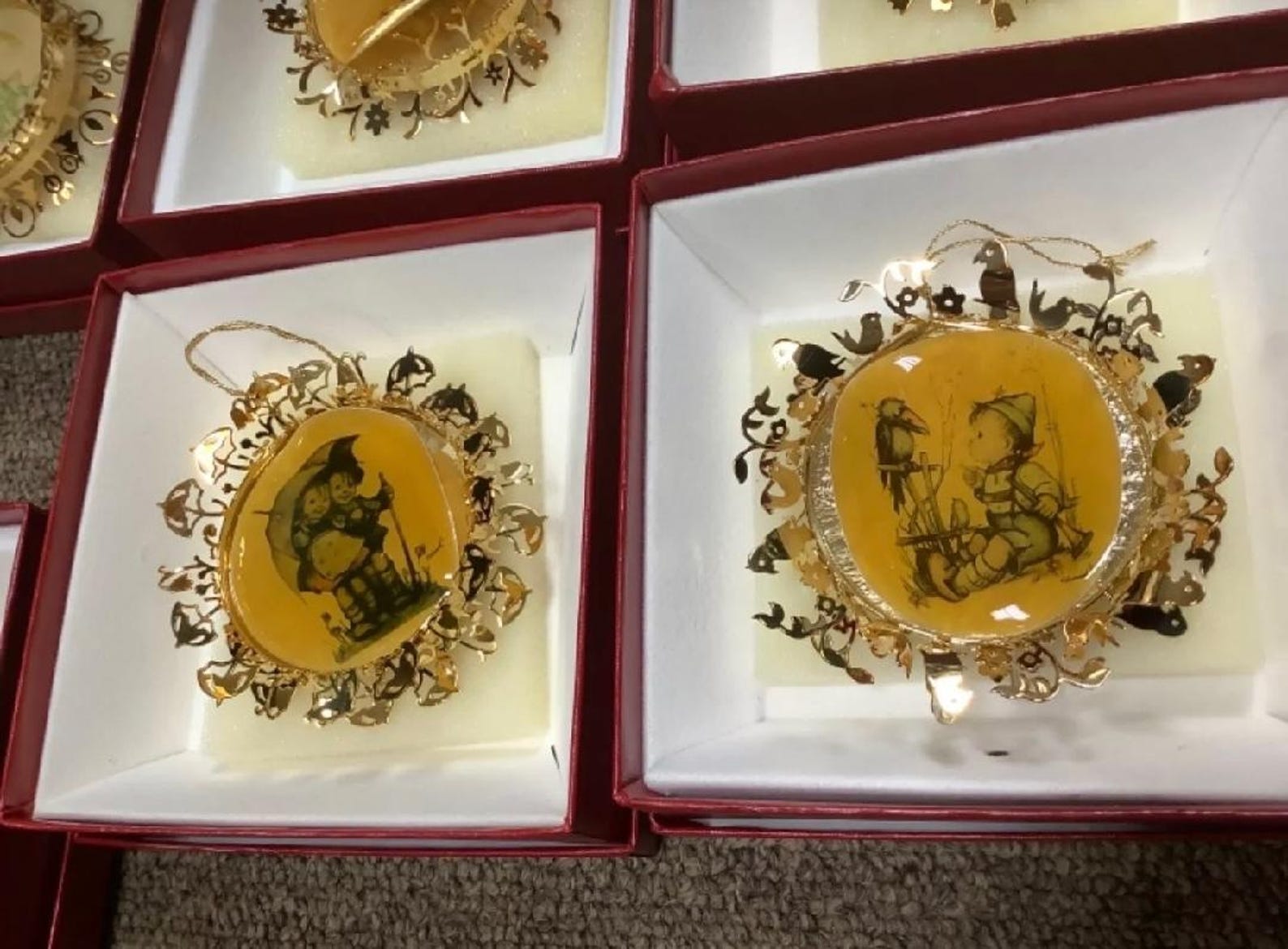 Vintage set of 29 Hummel Gold Christmas Tree Ornaments.