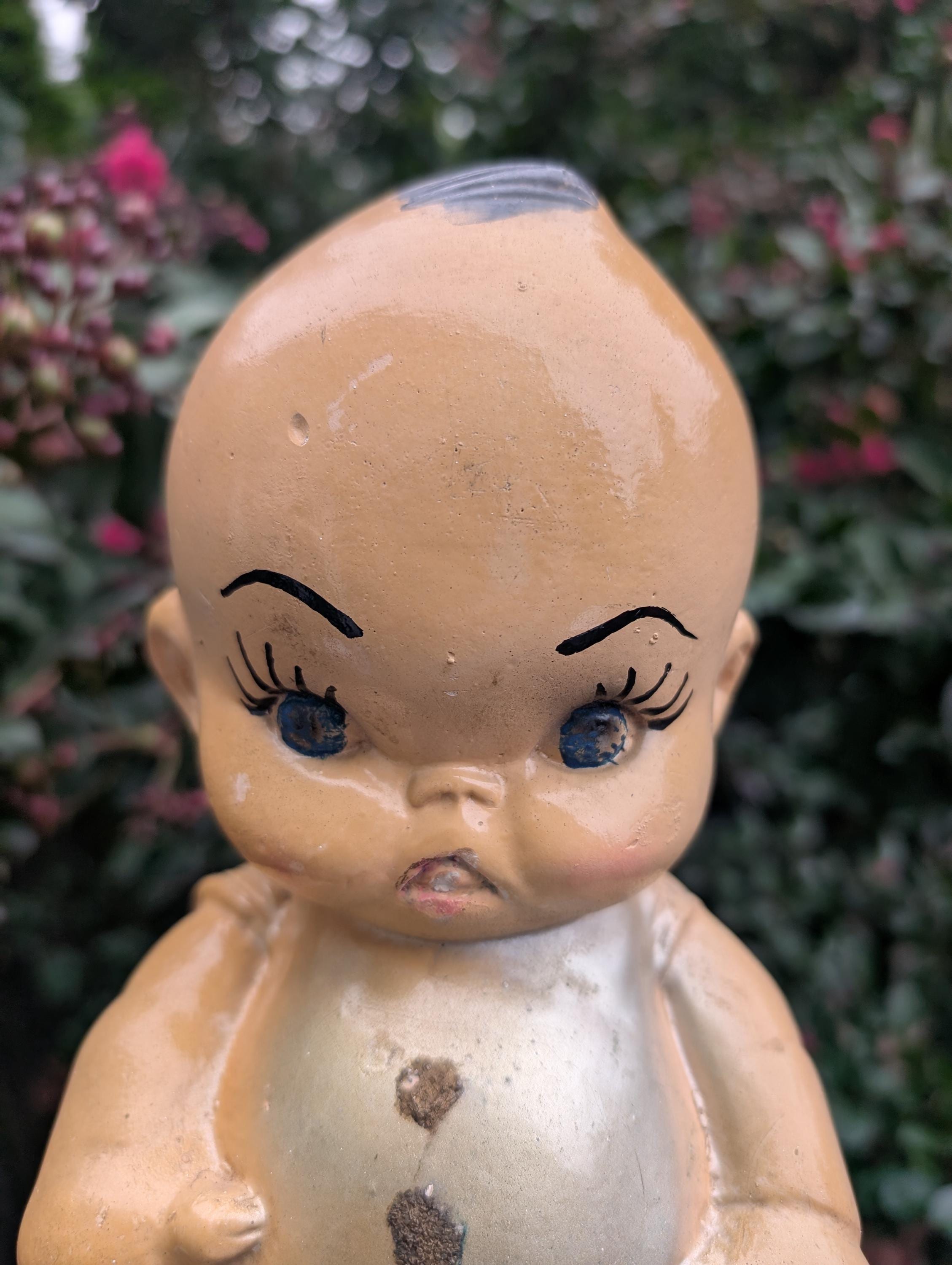 当時物 特大55cm サクラ刻印 キューピー人形 Vintage Kewpie Vintage 1940s Chalkware Carnival Prize Large Kewpie Doll Piggy