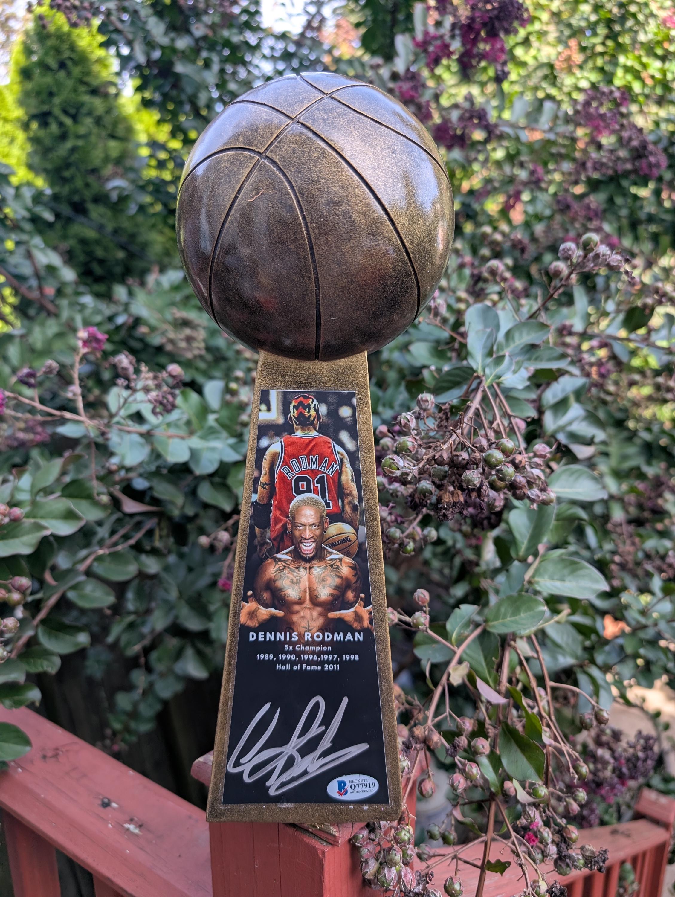 Autographed Dennis Rodman Chicago Bulls Replica NBA Championship
