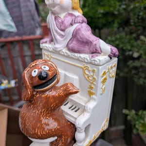 Vintage Sigma  Miss Piggy and Rolf The Dog hand painted made in Japan Ceramic Trinket Box