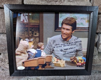 Autographed Chuck Aber Neighbor Aber Mr. Rogers Neighborhood 8x10 inch framed photo with certificate of authenticity from JSA